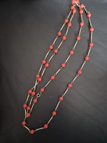 Station necklace red glass - red,