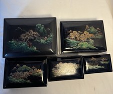 Vintage Chinese Nesting Boxes. Set Of 5. Lacquerware.