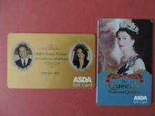 2 ASDA ROYAL GIFT CARDS UK.- QUEEN,  WILLIAM & KATE  NO VALUE COLLECTORS ITEM. 