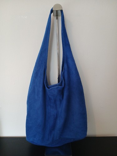 Electric blue suede hobo - blue,