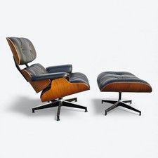 Herman Miller Eames Lounge Chair Black & Natural Walnut With Original Ottoman