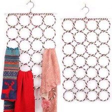 Hijab Scarf Organiser Hanger 28 Ring Storage Rack Shawl Tie Holder Foldable UK