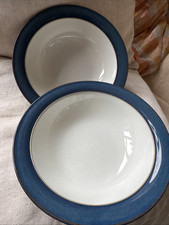 2   Used Denby Boston Blue Rimmed Bowls. 18cm/ 7.25”