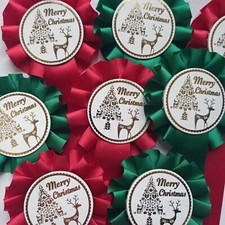 Christmas Rosettes x 10 Merry