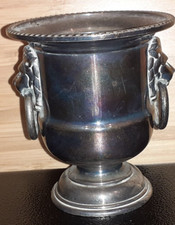 Vintage Viners Of Sheffield Silver Plated Lion Head Ringed Urn Vase