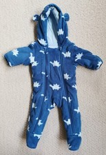Marks & Spencer Newborn Baby All In One Coat Dinosaur Fleece Boys Girls Blue