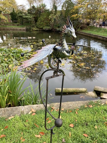 Metal rocking dragon stake - dragon,