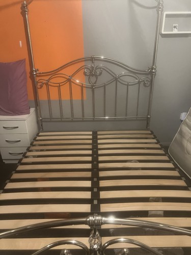 King size poster bed silver - 4,