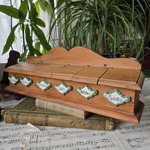Vintage wooden spice storage - wooden,