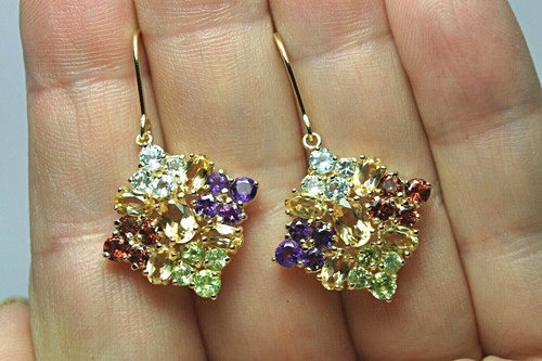 Silver earrings topaz peridot - earrings,