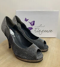 ? Lunar Elegance Sequence Panels High Heel Sparkly Open Toe Shoes UK Size 4