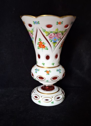 Bohemian czech glass vase cut - bohemian,