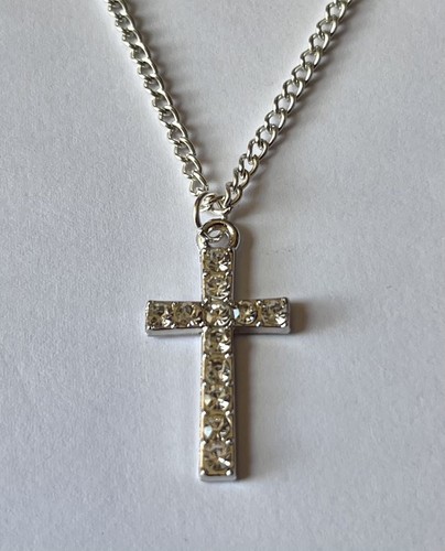 Silver plate diamante cross - silver,