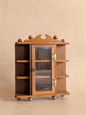 Vintage Miniature Wooden Curio Whatnot Display Cabinet Shelves