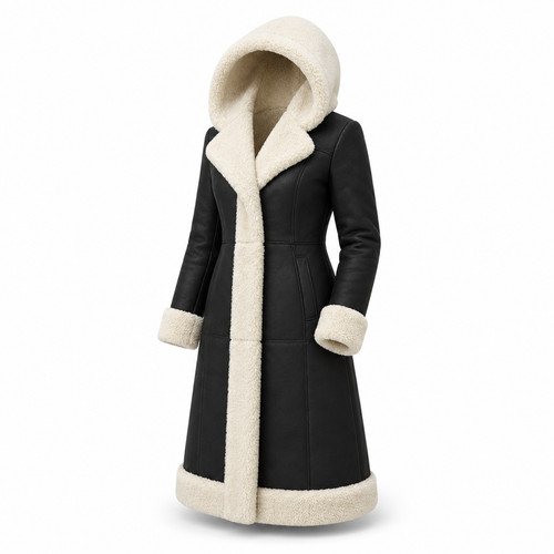 Women long leather - women’s, coat