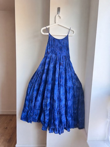 Vintage phool blue tiered - vintage, maxi