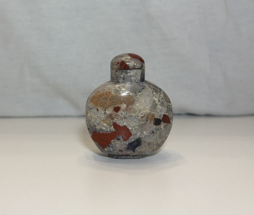 Pudding stone snuff - snuff, bottle