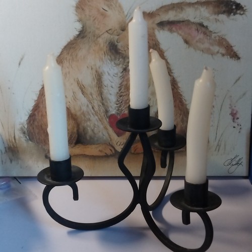 Black metal candle table top - metal, 4