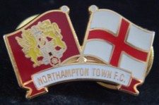 NORTHAMPTON TOWN & ENGLAND Club crest badge Stud fitting In gilt 25mm x 15mm