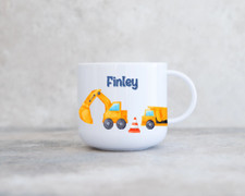 Children's Personalised Unbreakable Plastic Cup, Kids Construction 6oz Cup,