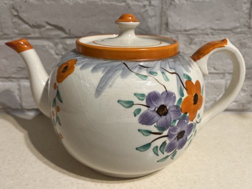 Vintage hand painted teapot - hand,