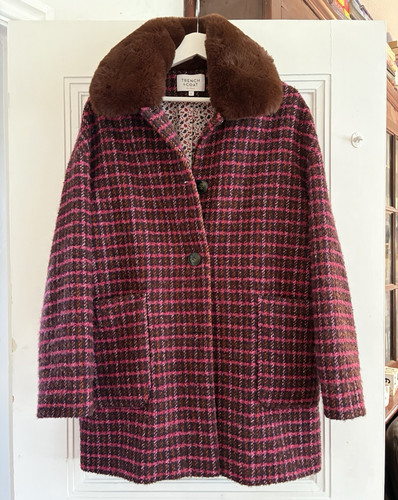 Trench coat pink tweed check - trench, &
