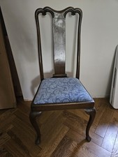 Queen Anne Antique Dining Chairs Set of 4 Upholstered