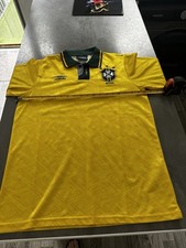 retro umbro brazil Home Shirt Yellow Green Medium 80/90s Ronaldo Pele Rivaldo