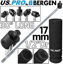 BERGEN BREAKER BAR 17mm 1/2" Dr Deep Impact Socket 30" Long Strong Arm Power Bar