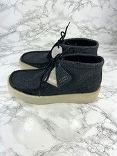 Clarks Wallabee Cup Boot Mens UK 8.5 Black Suede Lace Up Casual Shoes Crepe Sole