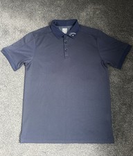 Callaway men’s Opti-DRI short sleeve golf polo shirt - Navy/white stripe - L VGC