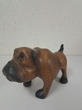 Wooden carved bulldog - -, hand