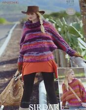 Sirdar Indie Knitting Pattern Easy Knit Ladies Round & Cowl Neck Sweaters 9318