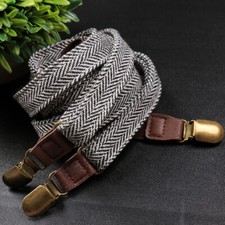 New Men Trouser Braces Herringbone Retro Heavy Duty Y-Back Adjustable Suspender