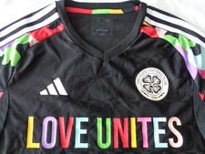Celtic Football Shirt Medium Adult Celtic LOVE UNITES Celtic Soccer Jersey Black
