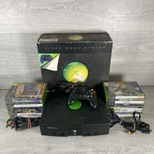 Microsoft Xbox Original Box Bundle With 20 Games 1 Controller And Cables See Des