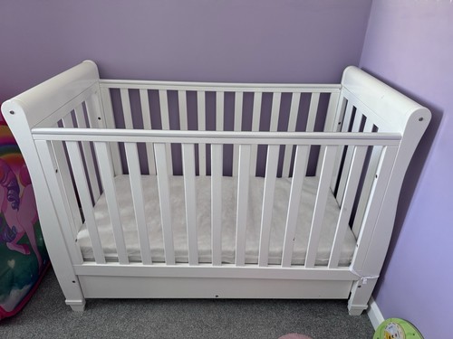 Sleigh cot with - cot, drawer