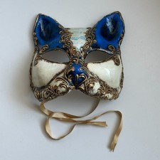 Venetian Carnival Masquerade Ball Mask Music Cat,  handmade in papier-mâché