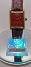 Must de Cartier Tank 18ct Gold on Silver Vintage Hand Wound Mechanical Watch.