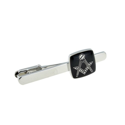 Masonic black silver tie - black,