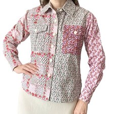 Liberty Of London Talitha Cotton Drill Workwear Shirt Size 6 XS
