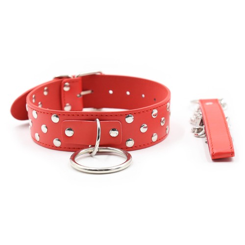 Bdsm leather neck collar iron - leather,