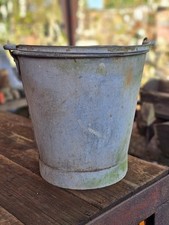 Vintage Galvanised Riveted Bucket Garden Planter  Hanging Basket Fire Ash Bin 