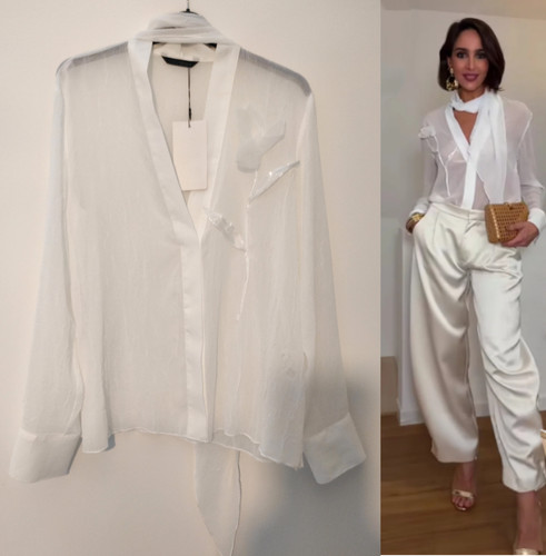 Zara semi sheer blouse with - sheer,