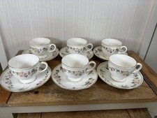 6x Wedgwood Bone China Mirabelle R4537 Footed Tea Cups & Saucers