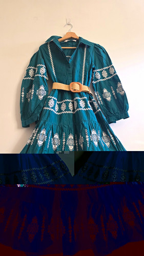 Zara green embroidered - green, belted