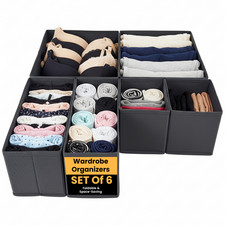 Clothes Drawer Organiser Set 6pcs Foldable Wardrobe Storage Boxes Dustproof