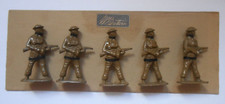 1940`s W Britain  5 Tommy Gun carrying hollow lead soldiers mounted on card