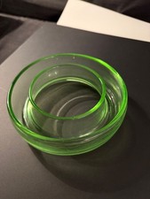 Vintage 1930s Bagley Green Glass Posy Ring Bowl