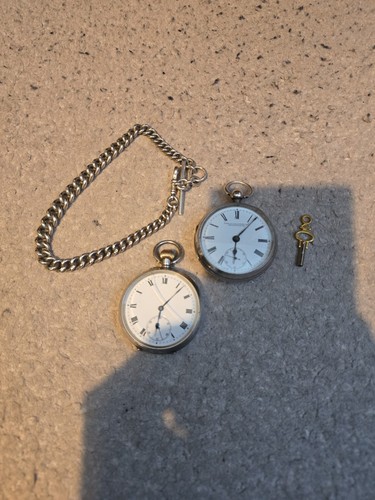 Solid silver pocket watch - silver, x2